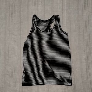 Black and White Striped Kids Tank Top